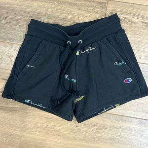 Champion Women’s Reverse Weave Cotton Athletic Shorts Small Black with Logo